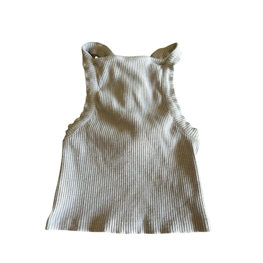 Papermoon Ribbed Gray Cropped Tank Top